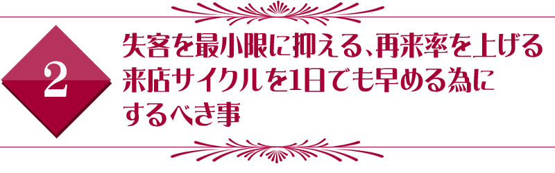 失客を最小限に抑える、再来率を上げる来店サイクルを１日でも早める為にするべき事